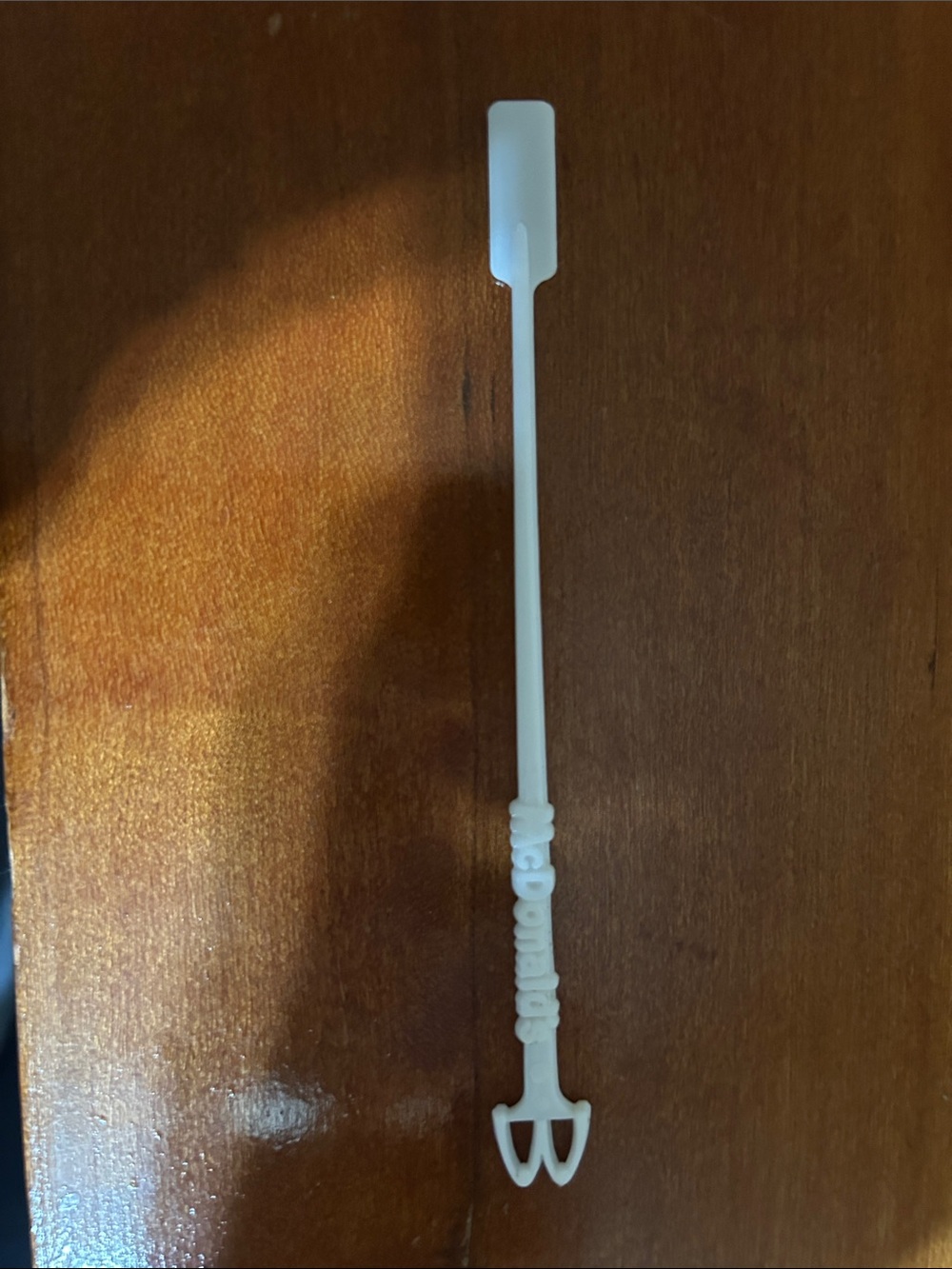 Vintage McDonald's White Plastic Drink Stirrer